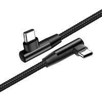 Câble USB C à angle droit de 90 degrés de 25 cm |   Câble tressé en nylon court 60W à charge rapide pour batterie externe, ordinateur portable, téléphone