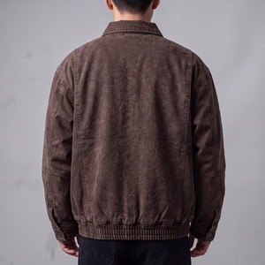 Vintage Brown Washed <b>Canvas</b> <b>Jacket</b> Custom Embroidered Sleeve Logo Oversized Streetwear Mens Four Pocket Cargo Work Coat TKAN8092 - Product Image 2