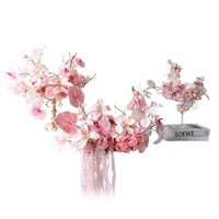Ornements de table de dessert de mariage en soie de style européen LQ personnalisés, boules de fleurs longues, blanc pur LQHL005