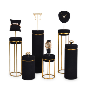 Bộ giá đỡ trưng bày trang sức cao cấp Jinsky Luxury, chất liệu kim loại và sợi microfiber, dành cho nhẫn, khuyên tai, mặt dây chuyền, vòng cổ, lắc tay, cửa hàng trang sức. - Product Image 4