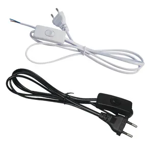 Home appliances black 2 plugs 303 switch ac light cord EU lamp power cord