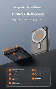 Banco de Energía Solar Impermeable de 10000mAh con Carga Inalámbrica Magnética y Cables Integrados para Senderismo y Camping al Aire Libre - Product Image 6