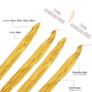 <span class=keywords><strong>Collier</strong></span> de 45 à 60cm de long en acier inoxydable étanche, <span class=keywords><strong>collier</strong></span> de mode à prix abordables, <span class=keywords><strong>collier</strong></span> à chaîne ronde en forme de serpent, 1mm - Product Image 2