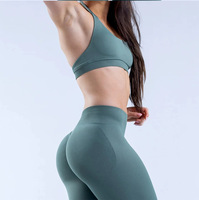 Soutien-gorge de sport sexy sans couture pour femmes grandes tailles, bleu lac, dos nu, côtelé, séchage rapide, couleur unie, vente en gros personnalisée