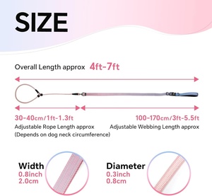 QQPETS guinzaglio per cani Anti-groviglio regolabile a 360 ° da allenamento con guinzaglio a mani libere da allenamento da 4-7 ft - Product Image 6