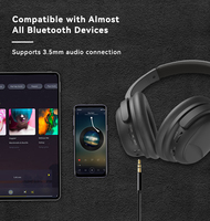 Headphone Qualcomm Bluetooth 5.3 ANC dengan Layar Digital, Peredam Kebisingan Aktif, Nirkabel, Over-Ear