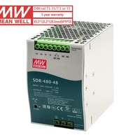 Fuente de Alimentación Industrial MEAN WELL SDR-480-48 de 480W, 48V, 10A, Salida Única, para Riel DIN, Garantía de 3 Años, 94% de Eficiencia, 88-264VAC