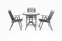 Table pliante et chaises avec parasol patio extérieur balcon petite table basse ensemble six pièces