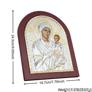 Icono Ortodoxo de la Virgen María y el Niño, Icono Ortodoxo Chapado en Oro y Plata con Marco de Madera, Decoración para el Hogar, Artículos Religiosos - Product Image 2