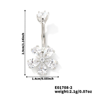 Piercing de nombril en laiton avec zircon de qualité 3A, bijou corporel élégant pour mariage et fiançailles