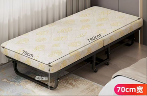 Foldable Metal Rollaway <b>Bed</b> With Mattress Single Guest Sleeper Frame On Wheels For Bedroom Hotel Camping - Product Image 4