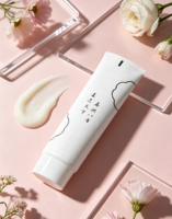 Tube cosmétique blanc texturé personnalisé avec impression artistique orientale, tube souple OEM ODM pour emballage de soins de la peau et de cosmétiques