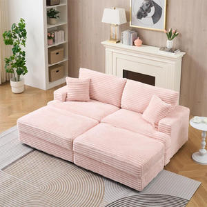 <span class=keywords><strong>Sofa</strong></span> kain korduroi merah muda mewah, <span class=keywords><strong>Sofa</strong></span> dengan bantal pegas tahan lama, rakitan mudah untuk penggunaan rumah Hotel, furnitur ruang tamu - Product Image 2