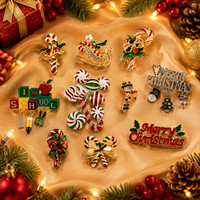 Lot de broches émaillées personnalisées sur le thème de Noël, avec strass, pour décoration de fête de Noël, cadeau, en stock