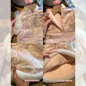 Tongxingyuan Girls Traditional Chinese Style Vest Winter Outfit Thickening Two Piece Set For Toddlers New Year Wear - Product Image 4