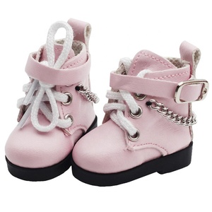 15cm coton poupée <span class=keywords><strong>cuir</strong></span> chaussures 6pts bjd poupée jouet chaussures bottes étudiant chaîne bottes 4.5*2cm - Product Image 1