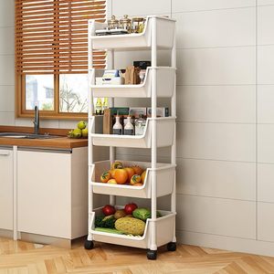 Movable Plastic Stainless Steel 5-Layer Multifunction Modern Bookshelf Toy Storage <b>Rack</b> Home Floor-standing Beverage Snack - Product Image 2