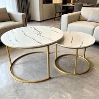 Table basse en gros, multifonctionnelle, emboîtable, pour salon, salle de réception de bureau, avec bordure imitation bois, plusieurs modèles