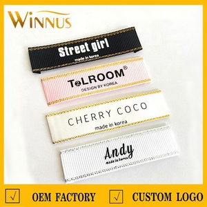 <span class=keywords><strong>Pas</strong></span> <span class=keywords><strong>cher</strong></span> bas quantité minimale de commande logo personnalisé imprimé vêtements robe sac à main chapeau lingerie perruque étiquettes de <span class=keywords><strong>couture</strong></span> étiquettes ruban gros-grain - Product Image 2
