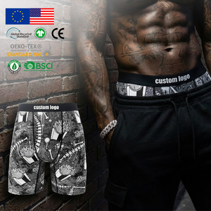 Sous-vêtements pour hommes avec logo personnalisé OEM, boxer noir et blanc à imprimé de personnage, viscose moderne, élasthanne, antibactérien, respirant - Product Image 1