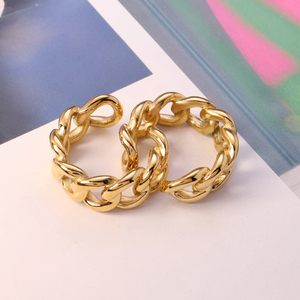 Schicker, dicker 10mm breiter Gliederkettenring aus Edelstahl für Herren und Damen, 18K Gold, wasserdicht, Miami Cuban Chain, offener Ring - Product Image 6