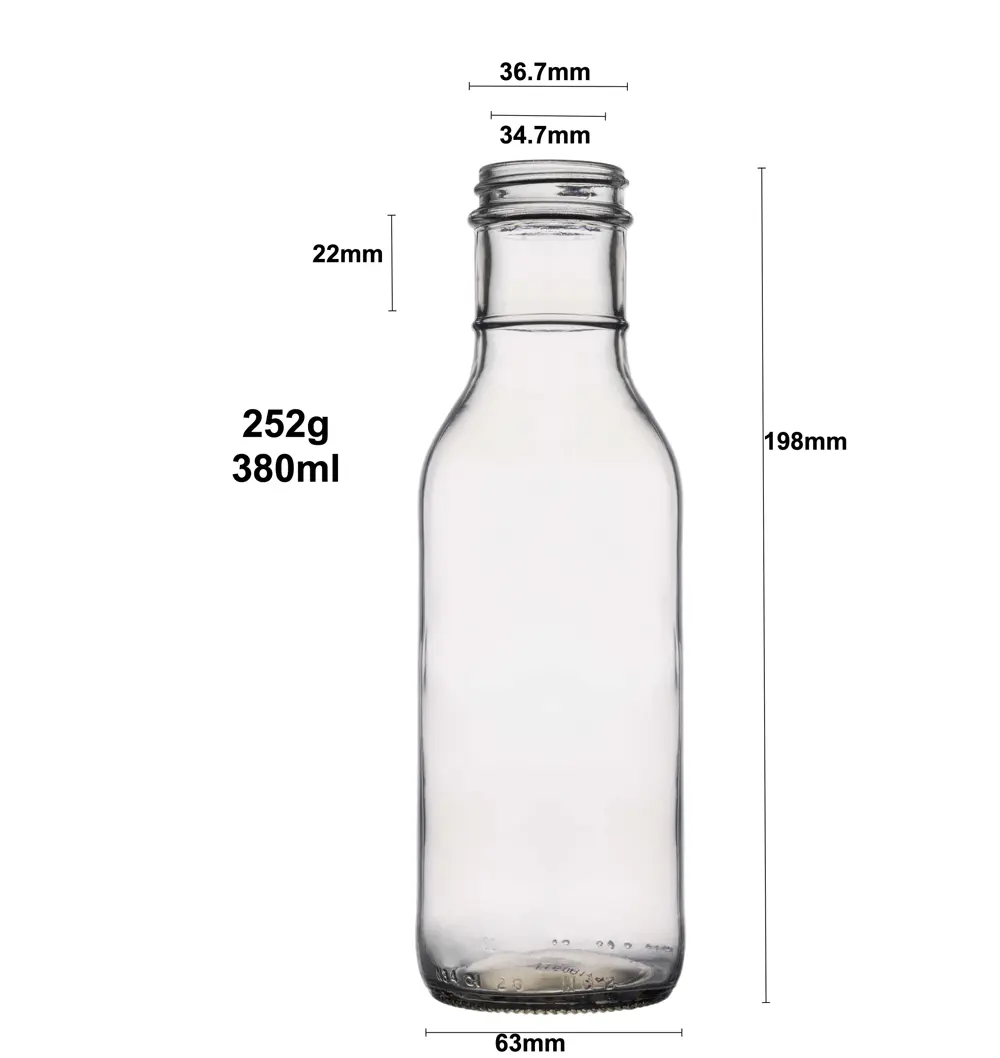 Berlin-botella de salsa caliente de grado alimenticio, botella de aceite de cocina para líquidos, transparente, redondo, con anillo de 375ml, 12oz