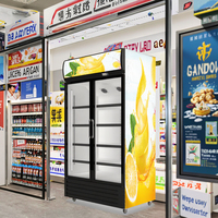 Vitrine Réfrigérée Commerciale Monotempérature avec Écran LED, Réfrigérateur à Boissons à Trois Portes Vitrées, Réglable, Anti-Givre