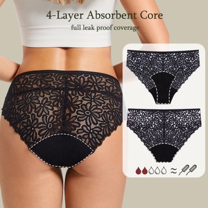 Factory Made Customized <b>Women</b> Everyday Bikini Breathable Knitted Bamboo Lace Comfort Panties - Product Image 3