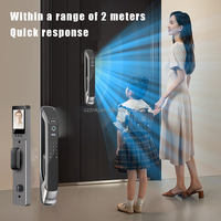 Serrure de porte intelligente entièrement automatique pour porte en acier avec clé, caméra WiFi en alliage d'aluminium, reconnaissance faciale 3D, écran LCD 3,5 pouces