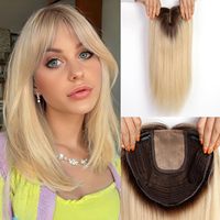Topper de cheveux humains blonds et bruns de haute qualité de 14 pouces pour femmes, 7x10cm, en soie, toupet européen Remy, postiches, fournisseur