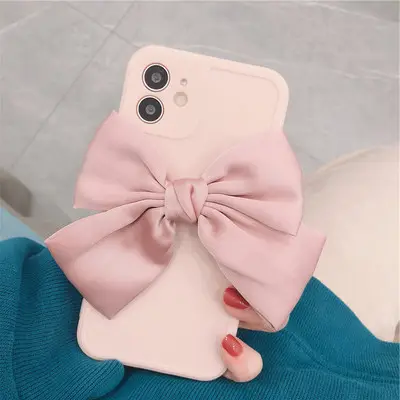 Venda quente 3D meninas bonito bowknot Design Phone Case para iPhone criativo desenho animado estilo capa macia