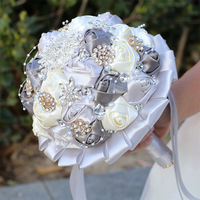 Romantique Satin Ruban Bouquet De Mariage À La Main Artificielle Rose De Mariée Halloween/Pâques Thème Élégant De Mariage Tenant La Décoration