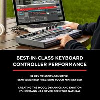 Controlador de Teclado MIDI USB M-AUDIO Oxygen Pro Mini de 32 Teclas con Pads Táctiles Capacitivos, Faders y Perillas Asignables, Nativo USB
