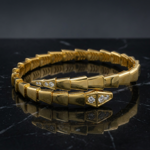 High Quality Serpent Viper Bracelet In 18K Yellow <b>Gold</b> With Diamonds On Snake Head Tail Highly Demanded Jewellery For Women - Product Image 2