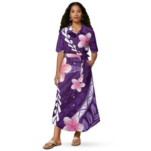 เดรสผู้หญิงลาย<span class=keywords><strong>สัก</strong></span>ลายเผ่าโพลินีเซียชุดเดรสยาวครึ่งแขนแบบกำหนดเอง - Product Image 4