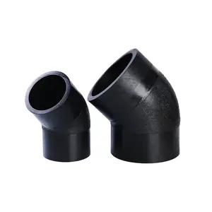 PE100 SDR11 Water Supply HDPE Pipe Plastic Fitting butt Fusion Pipe Fitting Flang 45degree elbow TEE coupling connector Factory