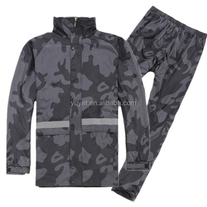 Set Impermeabile per Adulti, <span class=keywords><strong>Giacca</strong></span> <span class=keywords><strong>e</strong></span> Pantaloni Antipioggia Riflettenti per Emergenze <span class=keywords><strong>e</strong></span> Attività all'Aperto, Nero, Due Pezzi - Product Image 3