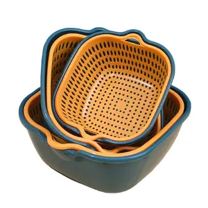 多功能6件厨房排水漏勺排水篮，用于清洗和储存水果和蔬菜塑料排水篮