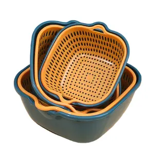 Đa chức năng 6 mảnh nhà bếp cống colander cống giỏ để rửa và lưu trữ trái cây và rau quả nhựa cống giỏ