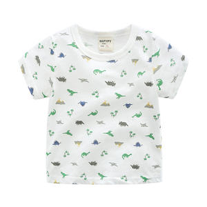 Importateur en gros de produits chinois en Inde, Delhi : T-shirt blanc à manches courtes pour enfants, motif dinosaure - Product Image 3