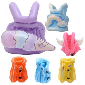 Gilet de natation gonflable pour enfants, équipement de sécurité pour la natation, épais, à haute flottabilité, anti-fuite, couleur unie, pour sports nautiques - Product Image 5