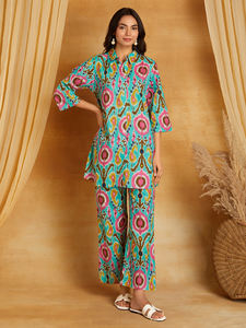 Nouvelle tenue ethnique pour femmes en matériaux recyclés, imprimé floral, avec cordons, pour les occasions de fête, saison d'automne, fournisseur indien - Product Image 6