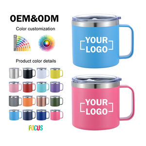 Набор портативных термокружек для кофе объемом 14 унций с ручкой, настраиваемых под заказ, для использования на улице, ODM, цвет «голубой», для кемпинга - Product Image 6