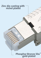 Connecteur de câble réseau Ethernet RJ45 modulaire sans outil Cat8 en métal, connecteur blindé Cat8 RJ45