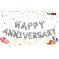 Ballon en aluminium en forme de lettre « Joyeux Anniversaire » pour décoration de fête, thème anniversaire, couleurs or, or rose et argent, vente en gros