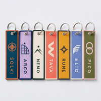 Porte-clés en tissu brodé personnalisé avec blocs de couleur et œillet métallique, idéal pour sacs à dos, sacs à main et cadeaux promotionnels