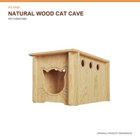 Caja de Madera Natural Personalizada para Gatos con Orificios de Ventilación, Espacio de Descanso Cerrado para Gatitos en Interiores, Muebles para Mascotas