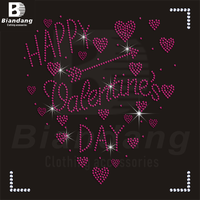Love You Stone Board Strass Transfert Rose Lèvres Fer sur Transferts Art Personnalisé Lune Strass Applique pour la Saint-Valentin