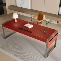 Bureau en bois massif avec table à thé et armoire latérale intégrées haut de gamme