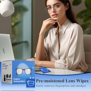 Lingettes humides antibactériennes écologiques biodégradables non parfumées emballées individuellement anti-buée pour les verres des lunettes - Product Image 4